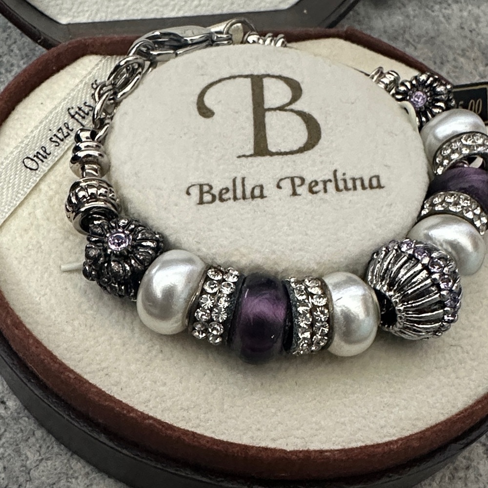 BNIB. Bella Perlina Amethyst and Silver Beaded Bracelet - Picture 5 of 6